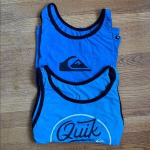 Quiksilver Mens Blue Graphic Tank Tops with Black Trim - 2-Pack Size Medium